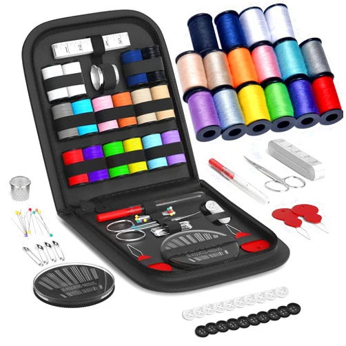 LE PAON Sewing Kit Gifts for Grandma, Mom, Friend, Traveler, Adults, Beginner, Emergency,Sewing Supplies Accessories with Scissors,Sewing Needles Thimble, Thread,Tape Measure etc (Black, S)