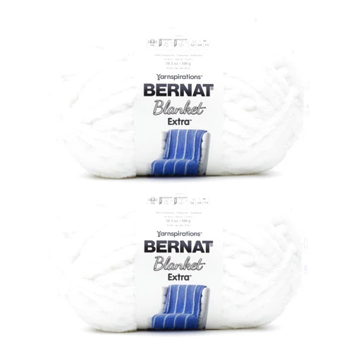 Bernat Blanket Extra White Yarn - 2 Pack of 300g/10.5oz - Polyester - 7 Jumbo - Knitting/Crochet