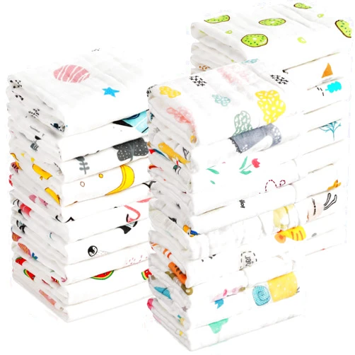 Kenning 30 Pieces Muslin Baby Washcloths for Newborn 10”x10” Soft Absorbent Muslin Burp Cloths Wash Clothes Baby Face Towels for Toddler Boy Girl Shower Gift Baby Registry