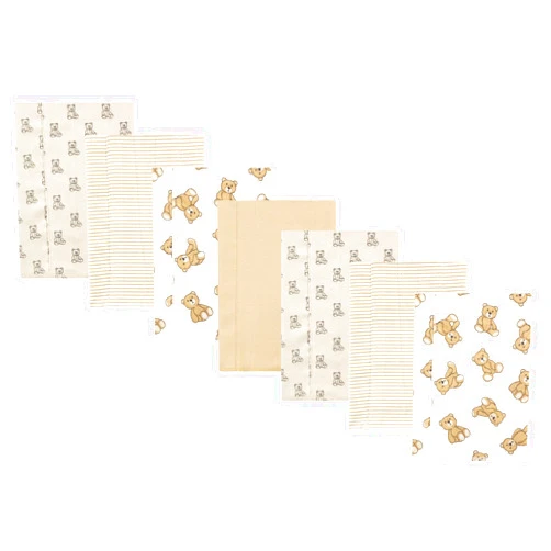 Hudson Baby Unisex Baby Cotton Flannel Burp Cloths, Teddy Bears 7 Pack, One Size