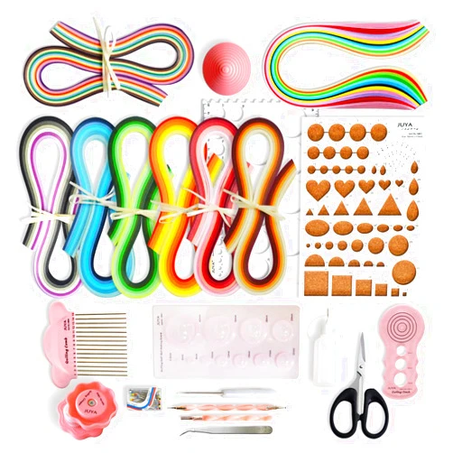 JUYA Paper Quilling Kit with 960 Strips and 14 Tools (Pink Tools, Width 3mm Have Glue)