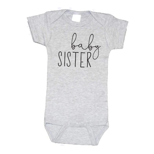 Bump and Beyond Designs Little Sister Shirt for Girls Baby Announcement Bodysuit