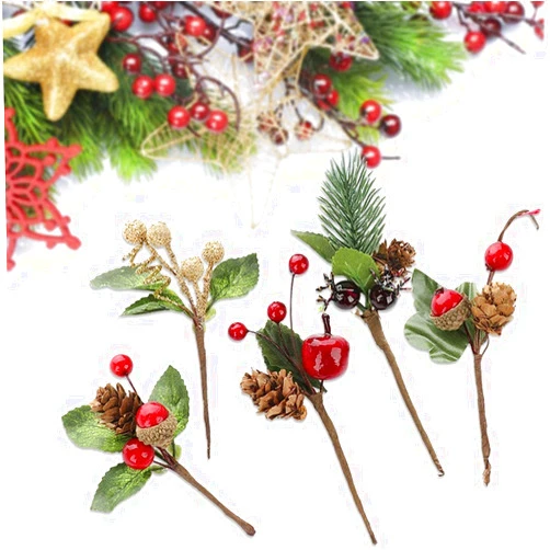 PRTECY 20 Pcs Artificial Pine Picks Mini Simulation Red Berries Branches Flower Ornaments for Christmas, Thanksgiving Fall Decorations, Autumn Decor,Crafting and Displaying