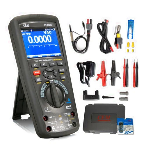 CEM Digital Handheld Oscilloscope Multimeter,DT-9989 Oscilloscope 3 in 1 Bluetooth Interface, 50000 Counts,0.025% DCV Accuracy, Digital Multimeter with 3.5 inch LCD Display