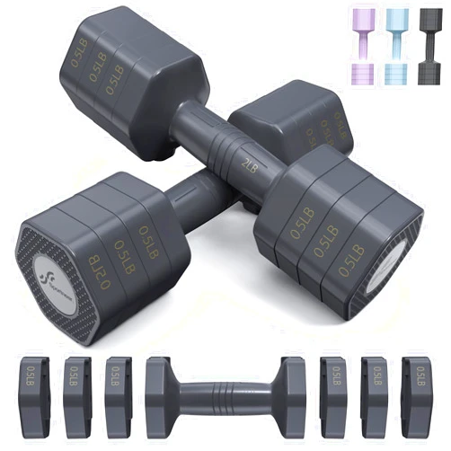 Sportneer Adjustable Dumbbells Hand Weights Set: Sportneer 4 In 1 Weight Each 2lb 3lb 4lb 5lb Free Weights Dumbbells Set for Women Fast Adjust Dumbbell Set for Men Home Gym Workout Strength Training Exercise
