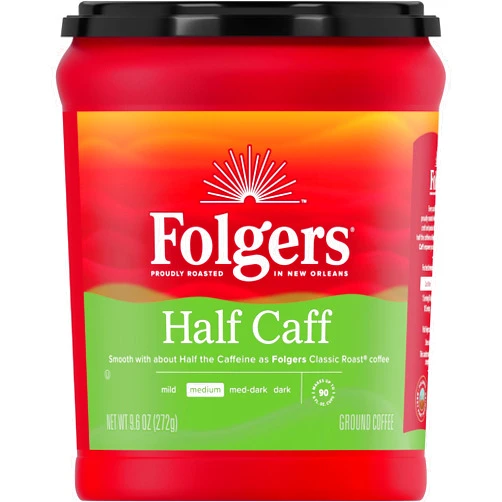 Folgers Half Caff Ground Coffee, Medium Roast, 9.6 Ounce