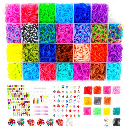 Inscraft 21900+ Loom Bands Refill Kit with Organizer, 20000+ Rubber Bands in 41 Colors, 1000 Clips,280 Beads, 5 Tassels, 5 Crochet Hooks and More, Bracelet Making Set for Girls Boys Christmas Gift