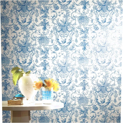 York Wallcoverings Ashford Toiles Old World Toile Prepasted Removable Wallpaper, White/Blue