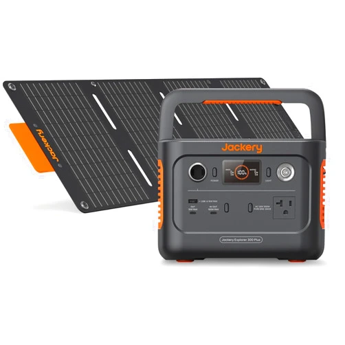 Jackery Solar Generator 300 Plus Portable Power Station with 40W Book-sized Solar Panel, 288Wh Backup LiFePO4 Battery, 300W AC Outlet, Only 5KG for RV, Outdoors, Camping, Traveling, and Emergencies