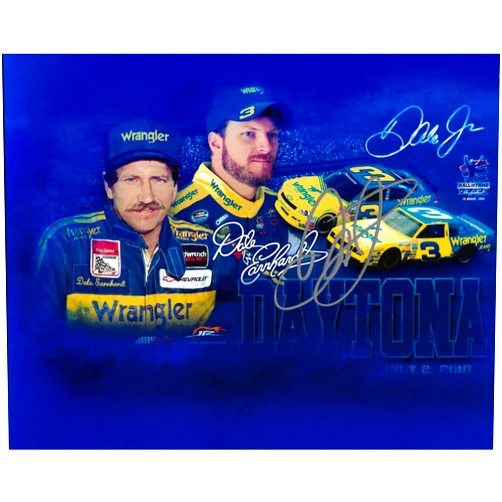 Sports Memorabilia Dale Earnhardt Jr Wrangler Daytona Signed 8x10 Photo W/Dale Earnhardt Sr W/COA - Autographed NASCAR Photos