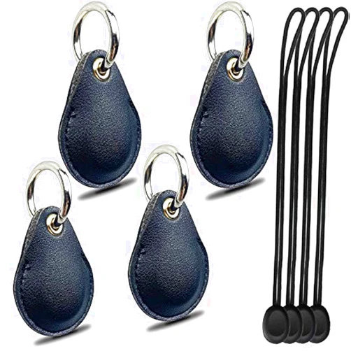 ThingsBag AirTag Leather Case with Keychain, Waterproof Full Protective Cover Anti-Scratch for Apple GPS Tracker, Itag Necklace of Key Finder, Apple Air Tags Accessories Holder - 4 Pack