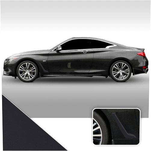 Gomu Side Vent Fin Chrome Delete Vinyl Decal Overlay Trim Wrap Compatible with Infiniti Q60 2017 2018 2019 2020 - Matte Black