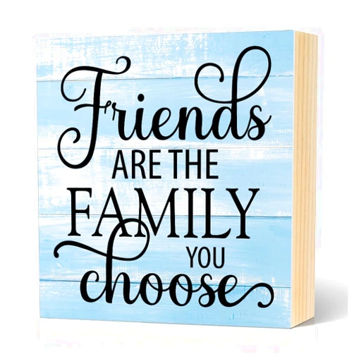 JQYCJTR Friends Are the Family We Choose Wooden Box Sign Rustic Wood Block Plaque Box Sign for Home Living Room Coffee House Bar Shelf Table Decoration, Friendship Decor Gifts for Sister Friends