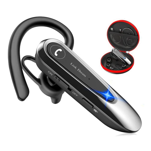 Link Dream Bluetooth Earpiece Wireless CVC8.0 Headset for Cell Phone Dual Mic Noise Canceling Handsfree Phone Earpiece with Mute 20Hrs Talk Time 180 Days Standby for iPhone Android Home Office Driving