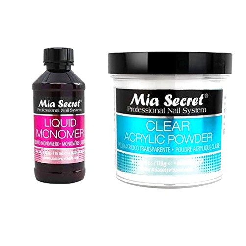 MIA SECRET 4oz Liquid Monomer + 4oz Clear Acrylic Powder Nail Art System