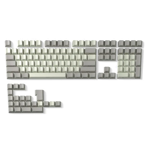 HITIME XVX Shine Through Retro Gray Keycaps - PBT Doubleshot Custom Keyboard Keycaps 60 65 75 100 Percent, Cherry Profile Key caps, Side Printed for Cherry Gateron MX Switche Keyboard