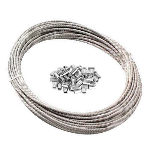 Micnce Wire Rope, 1/16 Wire Rope, 304 Stainless Steel Wire Cable, 100FT with 50Pcs Crimping Sleeves, Clothes Line Wires, Trellis Wire, 7x7 368lbs Breaking Strength
