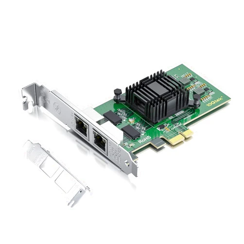 H!Fiber.com Gigabit Dual NIC with Intel 82576 Chip, 1Gb Network Card Compare to Intel E1G42ET NIC, 2 RJ45 Ports, PCI Express 2.1 X1, Ethernet Card with Low Profile for Windows/Windows Server/Linux