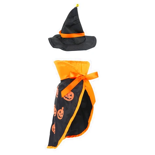 QIYADIN Pet Halloween Pumpkin Cloak with Hat Cosplay Cloak for Cat and Small Dogs, Pet Halloween Costume Clothes Suit with Cap