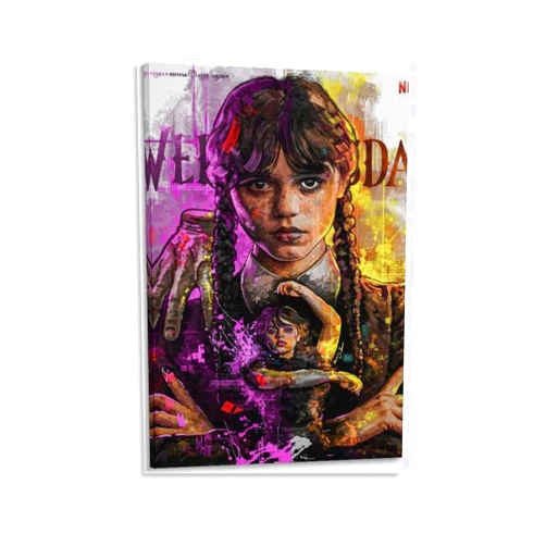KEIKAIR Jenna Ortega Wednesday Addams TV Series Art Canvas Poster Wall Art Decor Print Picture Paintings for Living Room Bedroom Decoration Unframe-style 08x12inch(20x30cm)