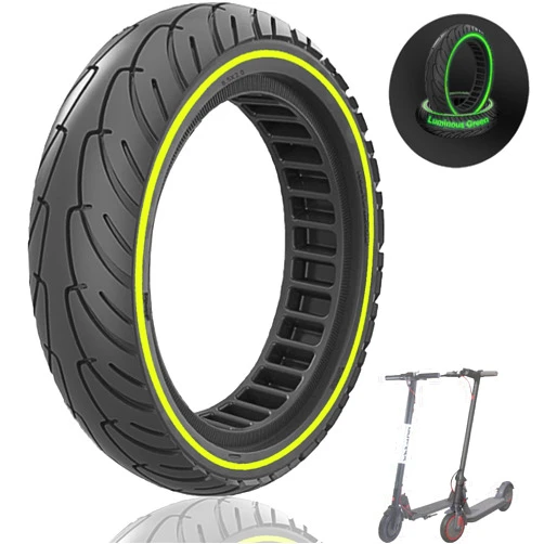 Felixstory 8.5x2.0 Solid Tire, Nighttime luminous Design, 50/75-6.1 8 1/2x2 Inch Replacement Tire, Fit for Wheelspeed Primer Hiboy S2 Electric Scooter, Explosion-Proof Tubeless Tire, Green 1pc