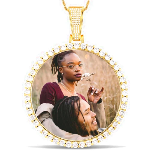 YIMERAIRE Oversized Large Custom Picture Necklace Pendant Personalized Photo Necklace Iced Out Necklce for Men