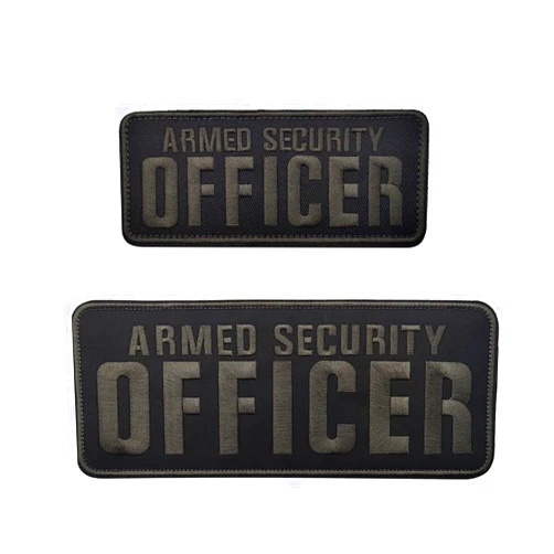 ewkft 2Pcs/Set Embroidery Patch 4x10Inch & 2x5Inch Hook - Armed Security Officer