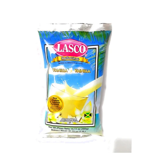 Lasco Soy Food Drink 400 grams, Available in 5 flavors (Vanilla, Strawberry, Chocolate, Almond, Creamy malt) (Vanilla)