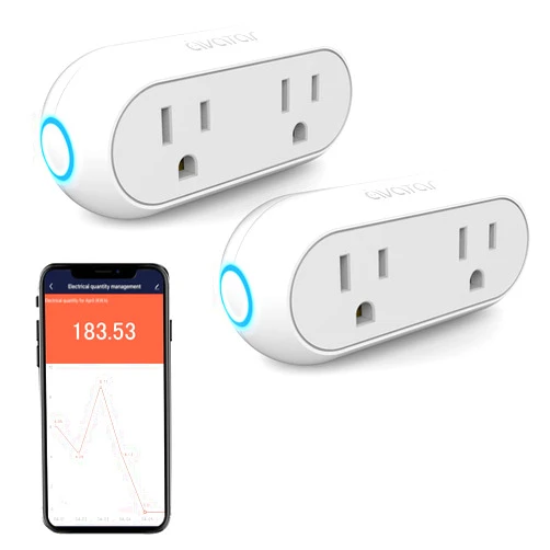 Avatar Controls Smart Plugs That Compatible with Alexa Google Home Siri, Wireless 2.4G WiFi Outlet Controlled by Smart Life Tuya Avatar Controls APP, 10A Mini Socket Enchufe Inteligente with Timer, Dual, 2 Pack