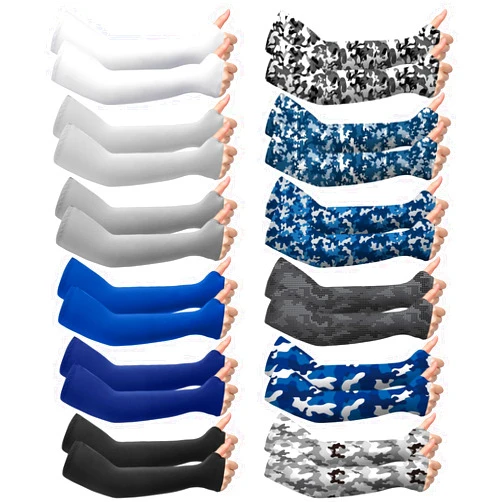 Newcotte 12 Pairs Cooling Arm Sleeves for Kids UV Sun Protection Arm Compression Unisex Basketball Sleeves for 4-7 Boy Girls