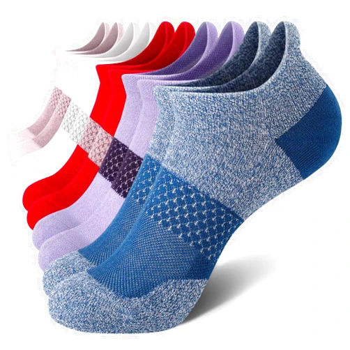 CS CELERSPORT 5 Pairs Women's Ankle Running Socks Cushioned Athletic Sport Socks with Tab