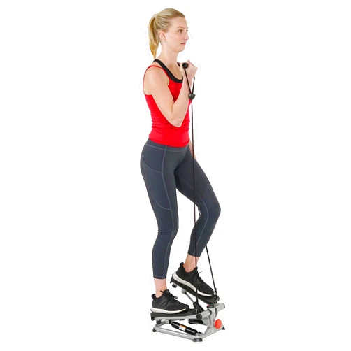 Sunny Health & Fitness Advanced Mini Steppers for Exercise at Home, Total Body Workout Stair Step Machine with Resistance Bands, Optional Smart Stepper with SunnyFit App Connection