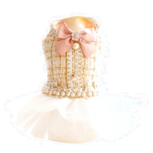 AZA Dog Princess Dresses for Small Dogs Lolita Clothes Lace Tweed Costume Pet Girl Cute Coat Outfits Fall Costumes (XS,White)