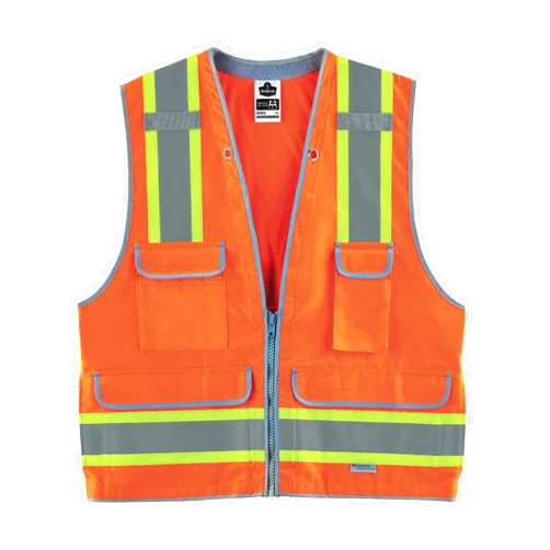 Ergodyne GloWear 8254HDZ Class 2 Heavy-Duty Surveyors Safety Vest ,Orange, Large/X-Large
