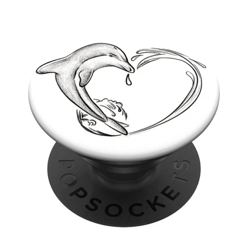 Animal Lover Gift Dolphin Heart Pop Socket Drawing PopSockets PopGrip: Swappable Grip for Phones & Tablets PopSockets Standard PopGrip