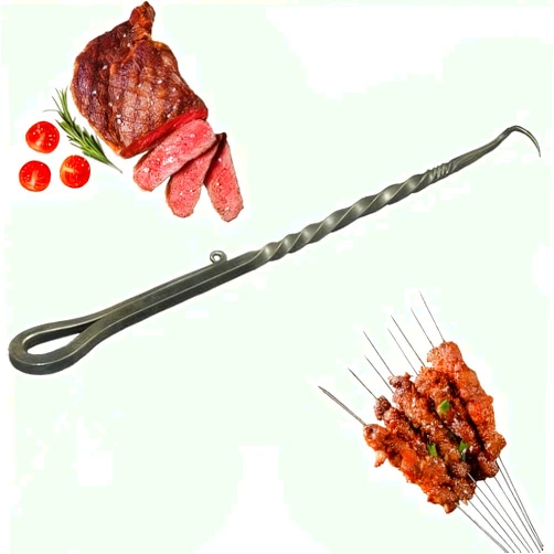 GLASSMARC Meat Hook Flipper, BBQ Food Turner, Pigtail Flipper Hook, Stainless Steel Grilling Tool