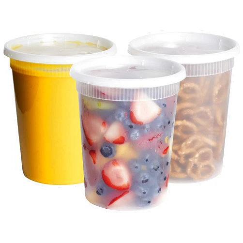 GUSTO [32 oz. - 24 Count Plastic Deli Containers with Lids - Disposable Food Storage Containers With Airtight Lids, Ideal for Soups, Stews, and Meal Prep