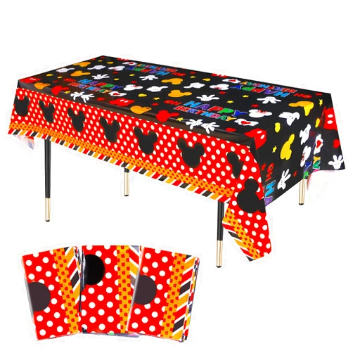 Lcoor 3Pcs Mouse Tablecloth, Cute Mouse Table Cover Disposable Plastic Birthday Decorations for Mouse Party Tablecloths Supplies 51.2
