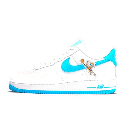 Nike Men's Air Force 1 Low Space Jam Tune Squad, White/Light Blue Fury/White, 10