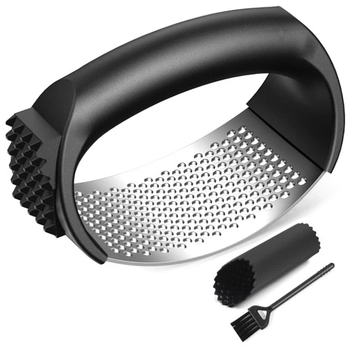 Lesbima Garlic Press Rocker Set with Garlic Peeler & Cleaning Brush,Stainless Steel Garlic Mincer Crusher,Easy Kitchen Gadget for Effortless Smashing,Kitchen Essentials,Home and Kitchen Utensils Accessories