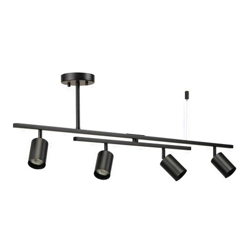 Globe Electric 57500 4-Light Track Lighting, Matte Black, Center Swivel Bar, Pivoting Track Heads, 4 Bulb Kitchen Light, Ceiling Light Fixture, Track Lighting Kit, Swivel Fixture, Bulb Not Included