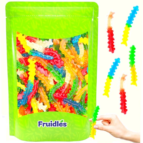 Fruidles Gummy Centipedes Worms Candy, Delicious Fruit Flavors Gummies (Half-Pound)