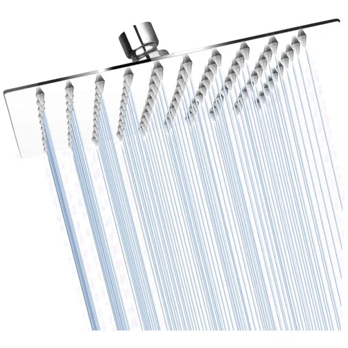 GGStudy Square 6 Inch Stainless Steel Shower Head High Pressure Rainall Shower Head Chrome Ultra Thin Design-Best Pressure Boosting with Silicone Nozzle Easy to Install