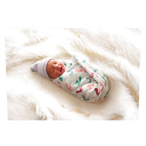 PILL THING Baby Hospital Receiving Swaddle Blankets for Newborn Babies - Original Baby Footprint Design Breathable 100% Cotton - Durable Hospital Quality - Generous Size- (Baby Feet, 10 Pack)