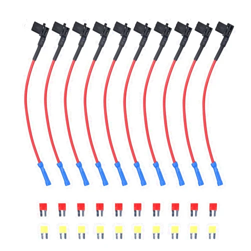 Recoil FT4-10 10 Pack 12V Car Add-a-Circuit Fuse Tap Adapter ACZ Blade Fuse/Micro 2 Fuse with 10pcs 10A and 20A Fuses