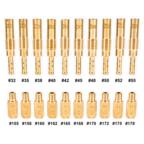 TRKIMAL 20PCS Carburetor Repair Accessories Kits, 10PCS Carburetor Main Jets and 10 Pcs Slow Pilot Jets Compatible for PWK Keihin FCR OKO KOSO PE, Brass Jet Kits (20PCS-D)