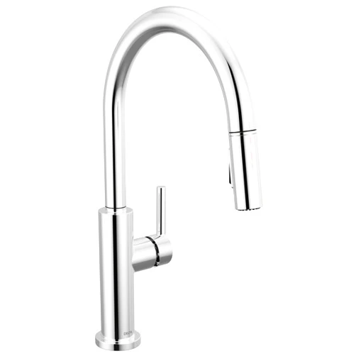 Delta Faucet Nicoli Kitchen Faucet with Pull Down Sprayer, Chrome Kitchen Sink Faucet, Modern Kitchen Faucet, Kitchen Faucet with Sprayer, Single Hole Kitchen Faucet, Chrome 19867LF