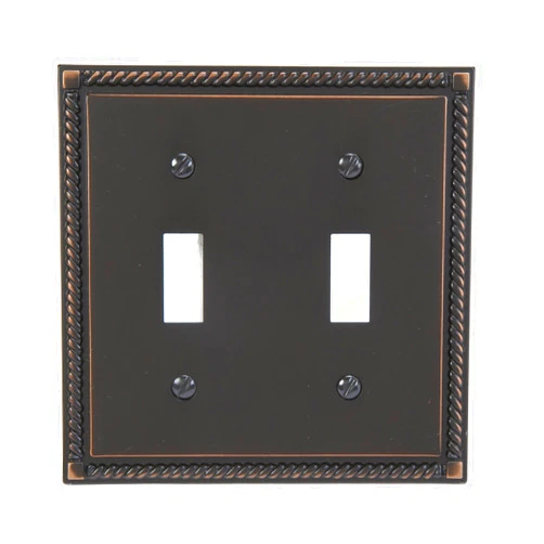 AMERELLE 54TTVB Georgian Double Toggle Cast Metal Wallplate in Aged Bronze