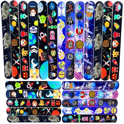 Lcnjscgo Star Galaxy Wars Slap Bracelets Party Favors Gift Set for Kids Outer Space Wristband Birthday Party Supplies Decorations Goodie Treat Bag Filler Stuff School Classroom Rewards(50Pcs)