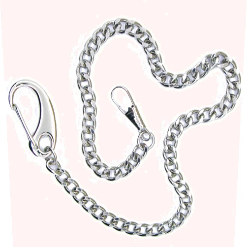 Watchvshop Pocket Watch Chain Albert Chain Silver Tone Fine Polish Vest Chain with Large Lobster Claw Clasp FC13A